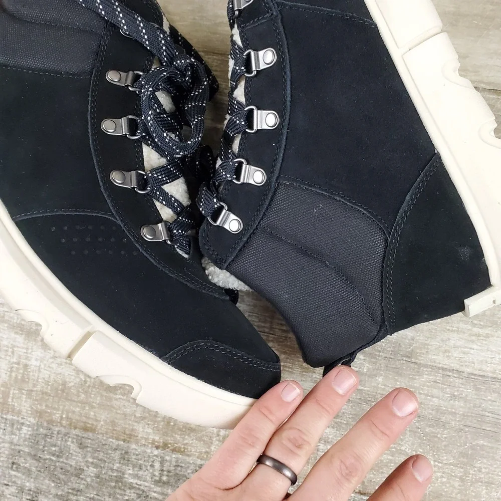 SOREL Explorer‎ Next Hiker WP Winter Boots Womens Sz 11 Black Sea Salt Lace Up